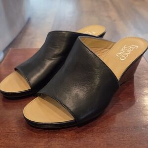 Franco Sarto Women's Black Leather Mules